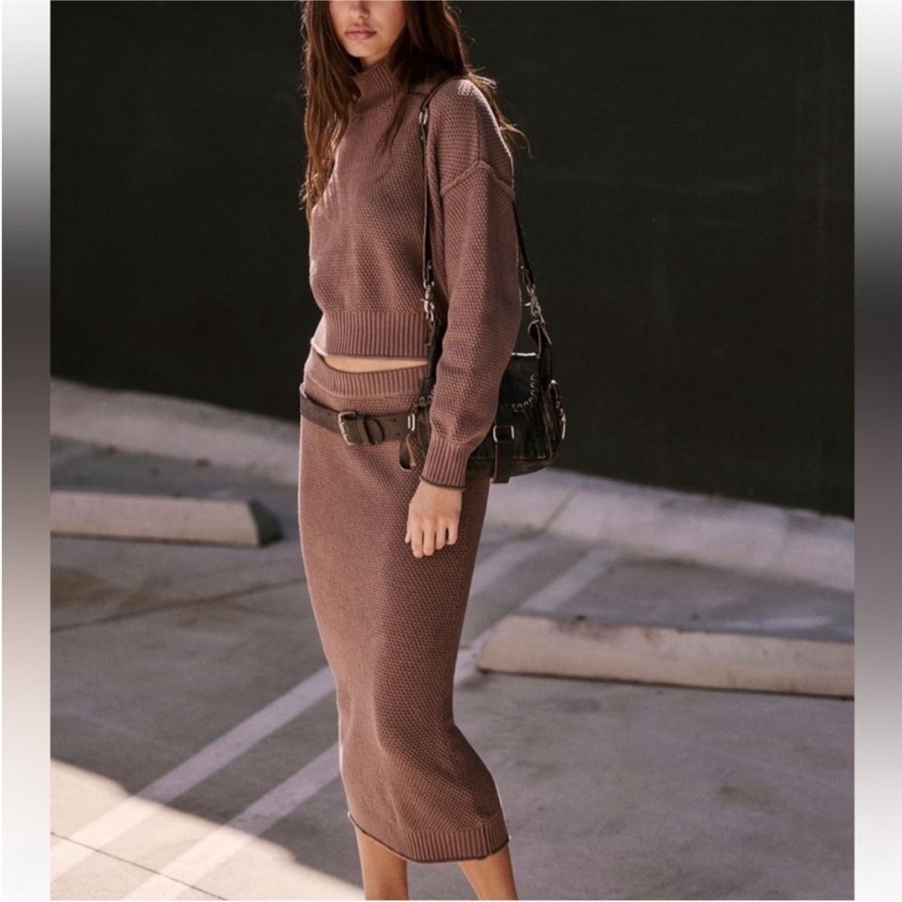 FREE PEOPLE Free-est Hailee Skirt Sweater Set in Brown